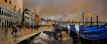 Venecia moderna Painting - Paleta de Venecia paisaje urbano de Kal Gajoum